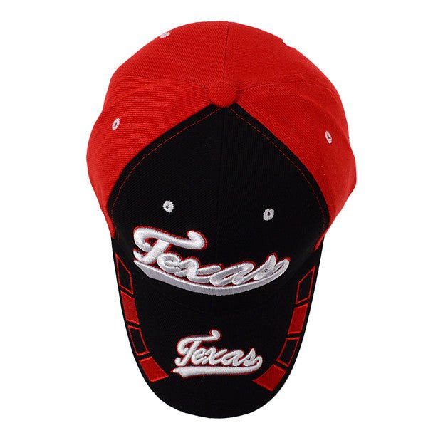 Texas Red & Black 3D Embroidered Baseball Cap, Hat EBC10288 - Bundle Bus