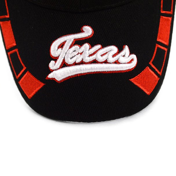 Texas Red & Black 3D Embroidered Baseball Cap, Hat EBC10288 - Bundle Bus