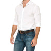 Tooled Leather Modern Western Belt with Decorative Buckle ABB 005 - Bundle Bus
