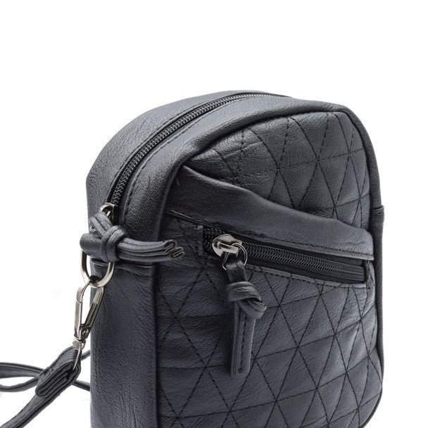 Vegan Leather Mini Quilt Crossbody bag - LCBG1311 - Bundle Bus