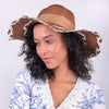 Women's 4.25" Brim Tan Bow Brown Floppy Hat H10325 - Bundle Bus