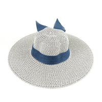 Women's 5" Brim Blue Bow Sky Blue Floppy Hat H10320 - Bundle Bus