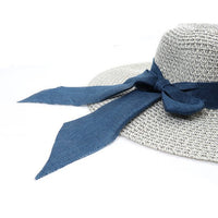 Women's 5" Brim Blue Bow Sky Blue Floppy Hat H10320 - Bundle Bus