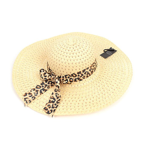 Women's 5" Brim Leopard Bow Floppy Hat LFH1117 - Bundle Bus