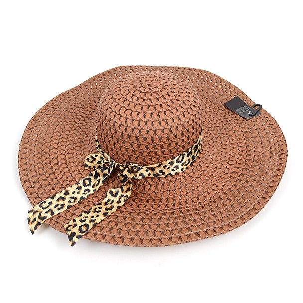 Women's 5" Brim Leopard Bow Floppy Hat LFH1117 - Bundle Bus