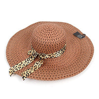 Women's 5" Brim Leopard Bow Floppy Hat LFH1117 - Bundle Bus