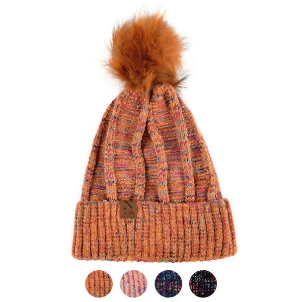 Women's Extra Soft Multicolored Pom Pom Knit Winter Hat - LKH5030 - Bundle Bus