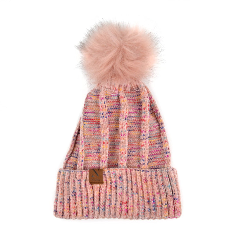 Women's Extra Soft Multicolored Pom Pom Knit Winter Hat - LKH5030 - Bundle Bus