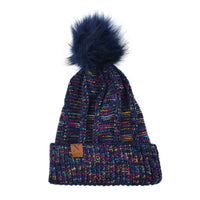 Women's Extra Soft Multicolored Pom Pom Knit Winter Hat - LKH5030 - Bundle Bus