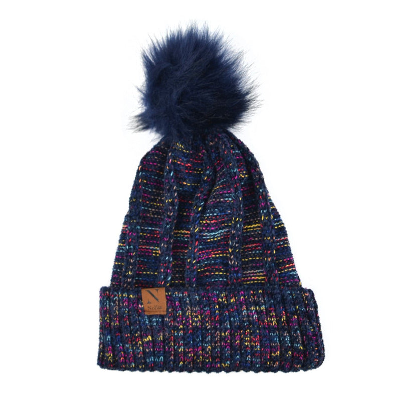 Women's Extra Soft Multicolored Pom Pom Knit Winter Hat - LKH5030 - Bundle Bus