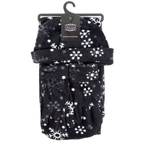 Women's Fleece Snow Flakes Black Winter Set WNSET1005 - Bundle Bus