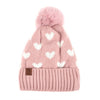 Women's Hearts and Pom Pom Knit Winter Hat - LKH5032 - Bundle Bus