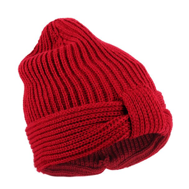 Women's Knotted Knit Winter Hat - LKH5039 - Bundle Bus