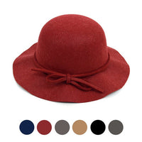 Women's Polyester Felt Floppy Short Brim Bowknot Hat LWH7304 - Bundle Bus