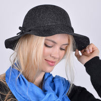 Women's Polyester Felt Floppy Short Brim Bowknot Hat LWH7304 - Bundle Bus