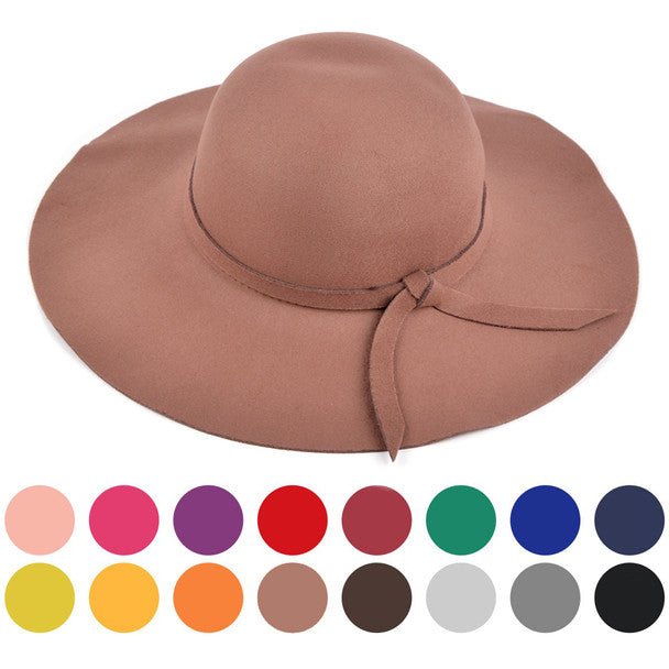 Women's Polyester Felt Floppy Wide Brim Bowknot Hat LWH10057 - Bundle Bus