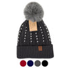 Women's Pom Pom & Pearls Knit Winter Hat - LKH5036 - Bundle Bus