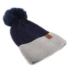 Women's Pom Pom Two-Tone Knit Winter Hat - LKH5035 - Bundle Bus