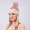 Women's Pom Pom Two-Tone Knit Winter Hat - LKH5035 - Bundle Bus