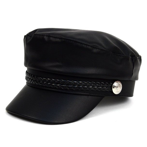 Women's Spring/Summer Black Leather Baker Cap - LSBC1200 - Bundle Bus