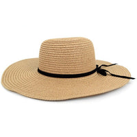 Women's Wide Brim Floppy Sun Hat with Ribbon Bowknot - LH180501 - Bundle Bus