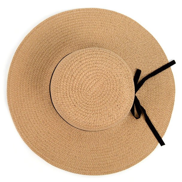 Women's Wide Brim Floppy Sun Hat with Ribbon Bowknot - LH180501 - Bundle Bus