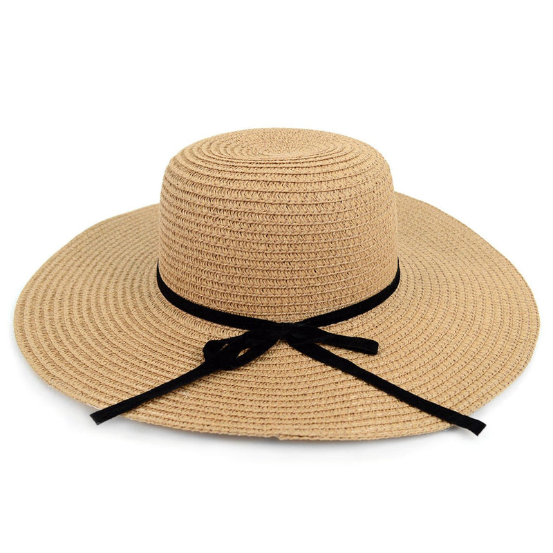 Women's Wide Brim Floppy Sun Hat with Ribbon Bowknot - LH180501 - Bundle Bus