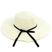 Women's Wide Brim Floppy Sun Hat with Ribbon Bowknot - LH180501 - Bundle Bus