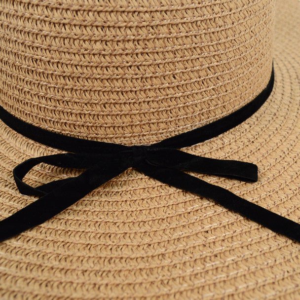 Women's Wide Brim Floppy Sun Hat with Ribbon Bowknot - LH180501 - Bundle Bus