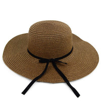 Women's Wide Brim Floppy Sun Hat with Ribbon Bowknot - LH180501 - Bundle Bus