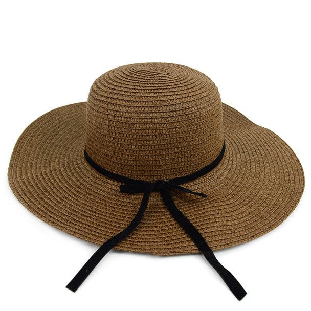 Women's Wide Brim Floppy Sun Hat with Ribbon Bowknot - LH180501 - Bundle Bus