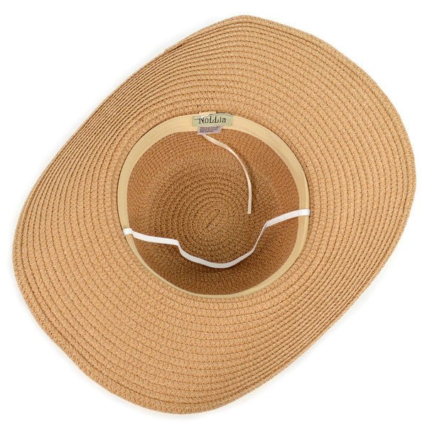 Women's Wide Brim Floppy Sun Hat with Ribbon Bowknot - LH180501 - Bundle Bus