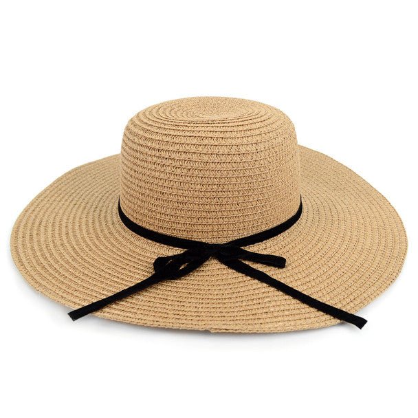 Women's Wide Brim Floppy Sun Hat with Ribbon Bowknot - LH180501 - Bundle Bus