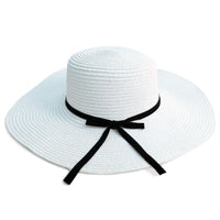 Women's Wide Brim Floppy Sun Hat with Ribbon Bowknot - LH180501 - Bundle Bus