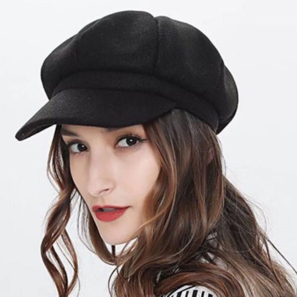 Women's Wool Beret Style Cabbie Baker Cap - LWC5027 - Bundle Bus