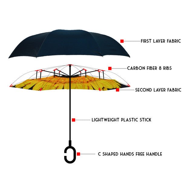 Yellow Flower Double Layer Inverted Umbrella - IUM18058 - Bundle Bus